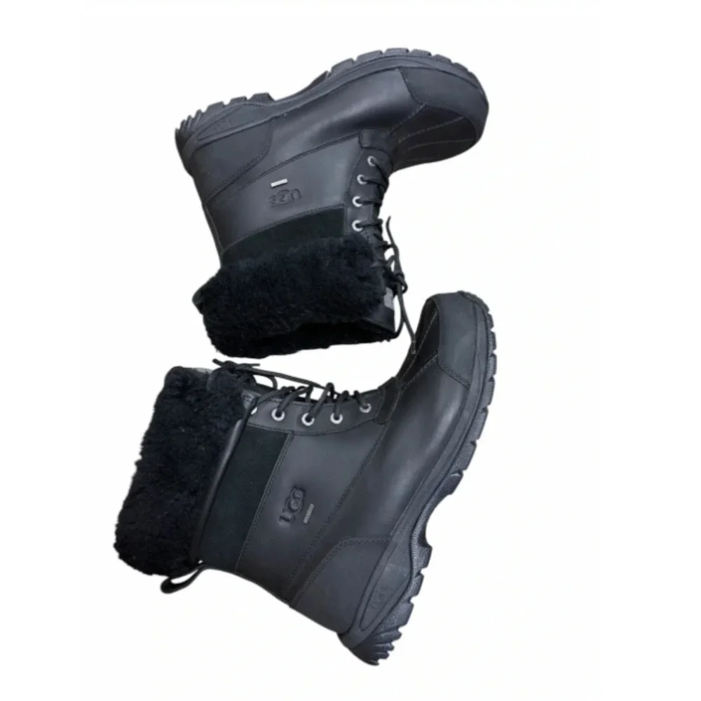UGG Butte Mens Black Waterproof Leather Winter Snow Boots 5521 Size 11